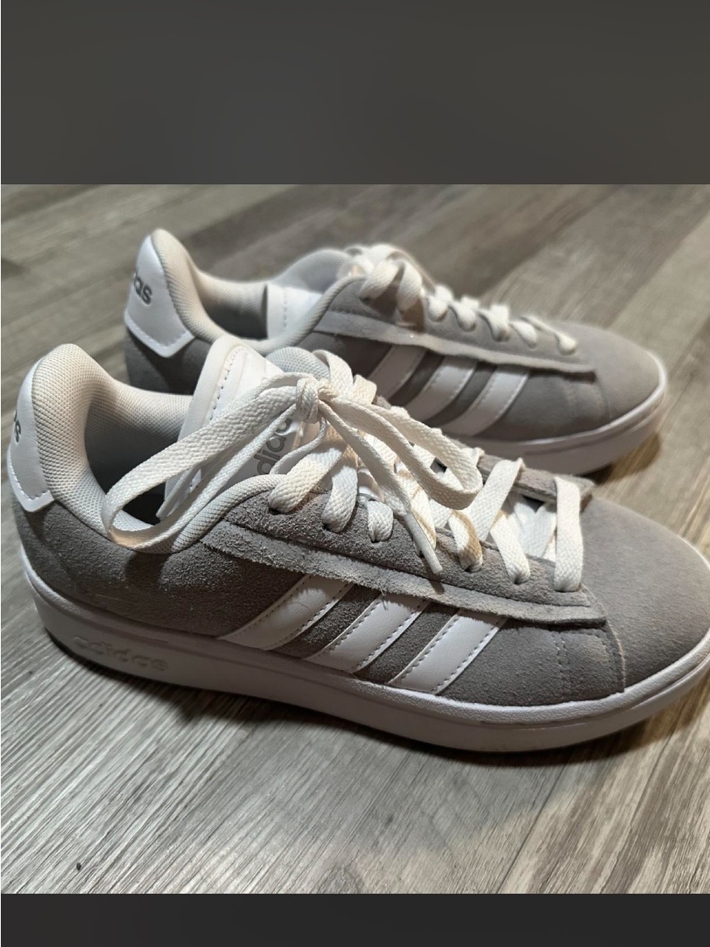 adidas unisex Gray and White Suede Sneaker